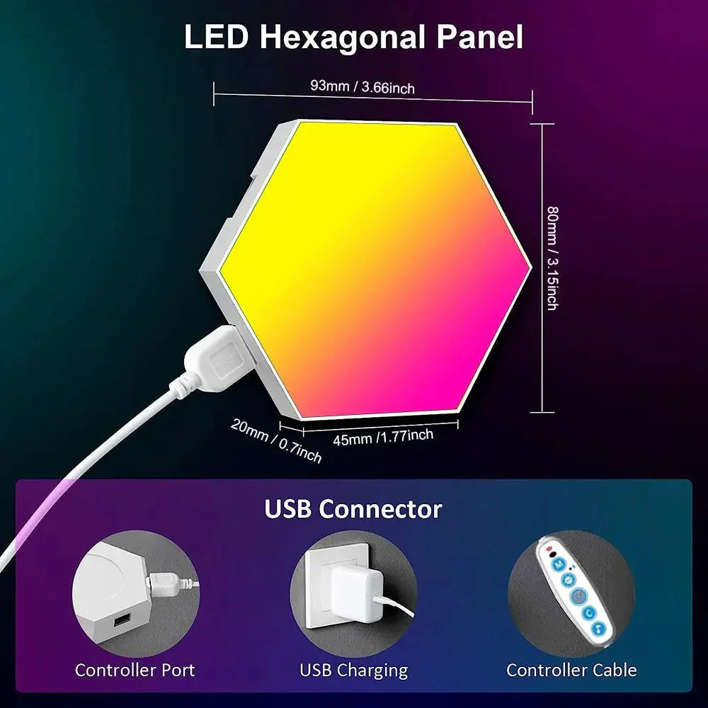 Smart RGB Wall Lamp – Hexagonal Color Changing Lamp with Music Rhythm Light