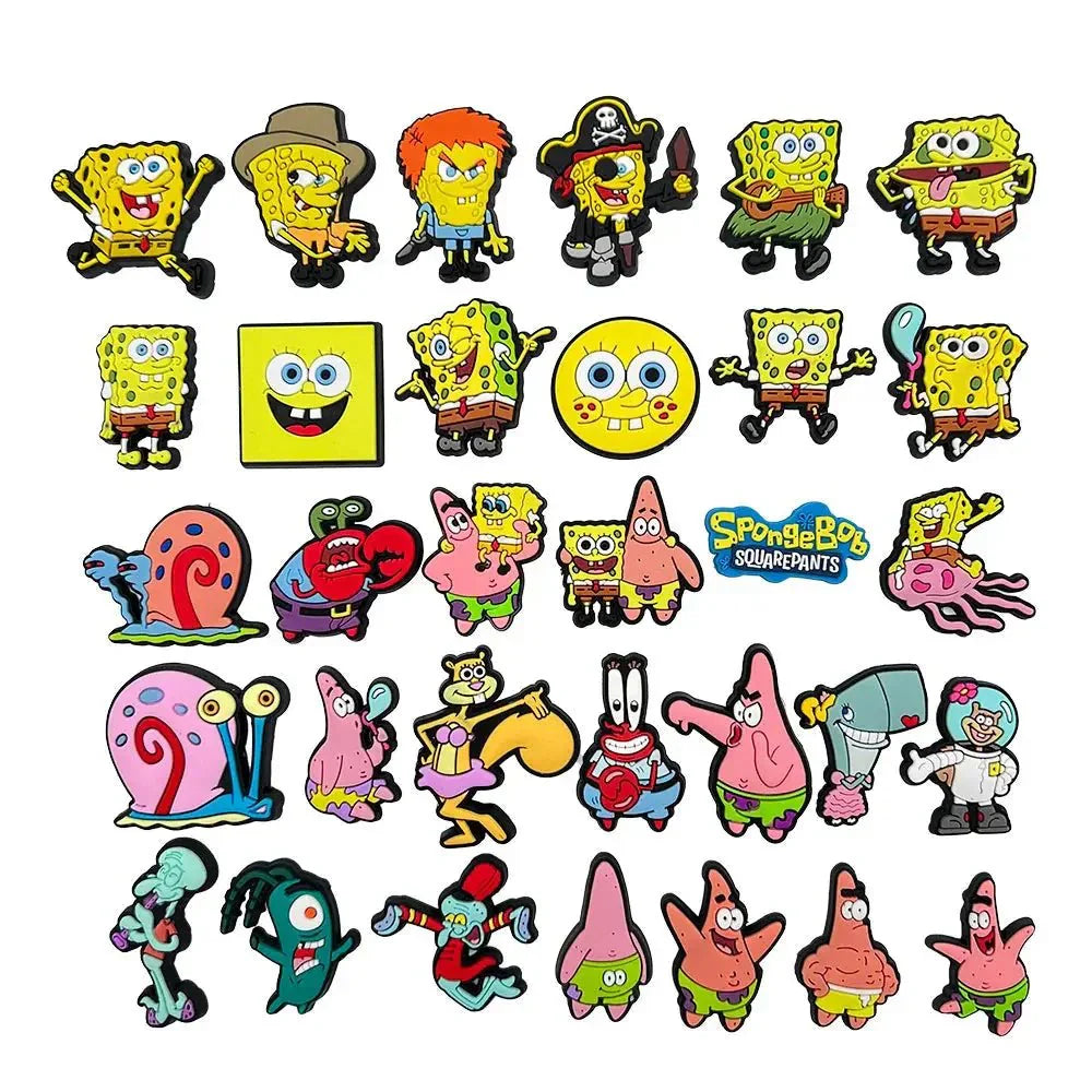 SpongeBob Shoe Charms - Cartoon Sandal Decorations for Clogs and Pins - PVC Accessories