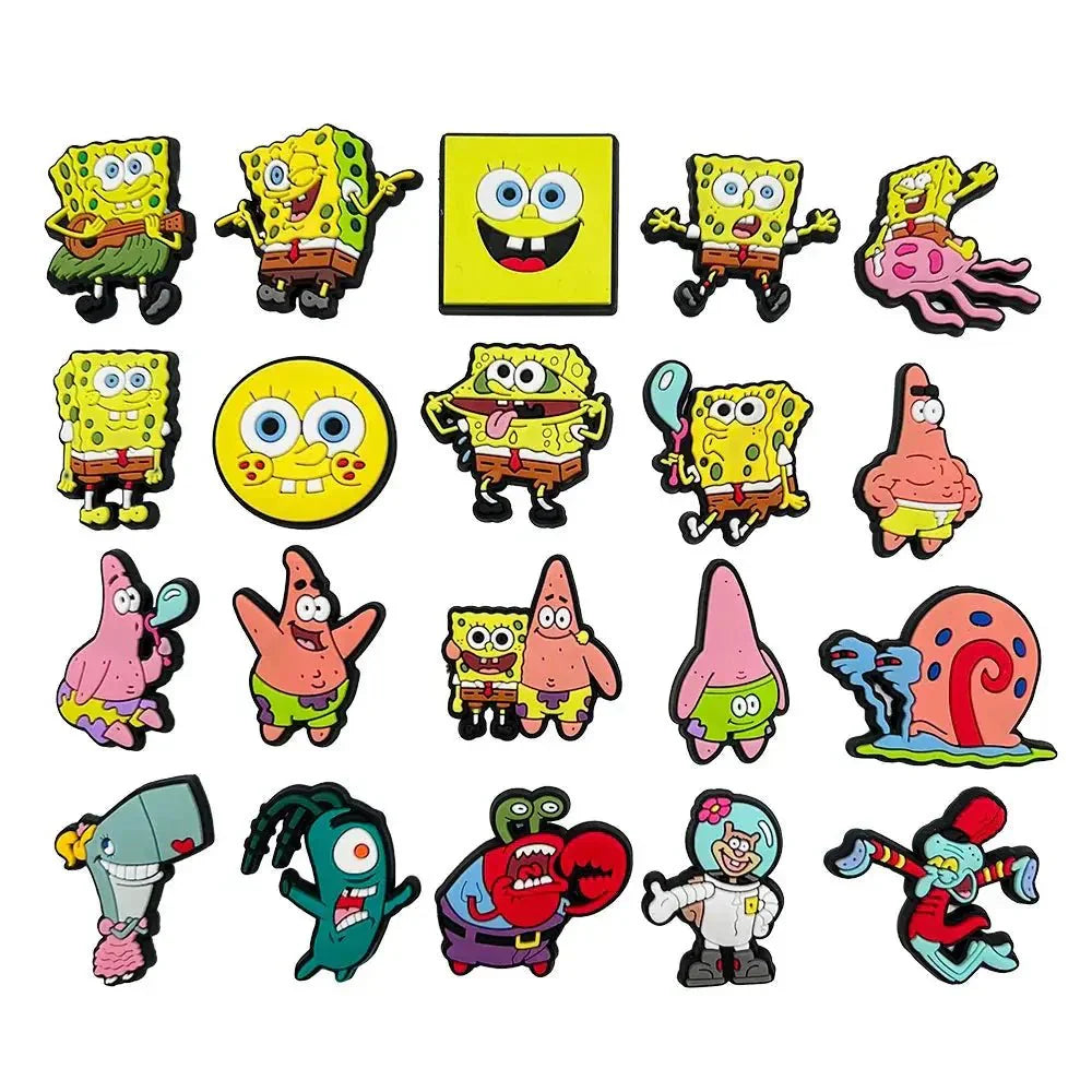 SpongeBob Shoe Charms - Cartoon Sandal Decorations for Clogs and Pins - PVC Accessories