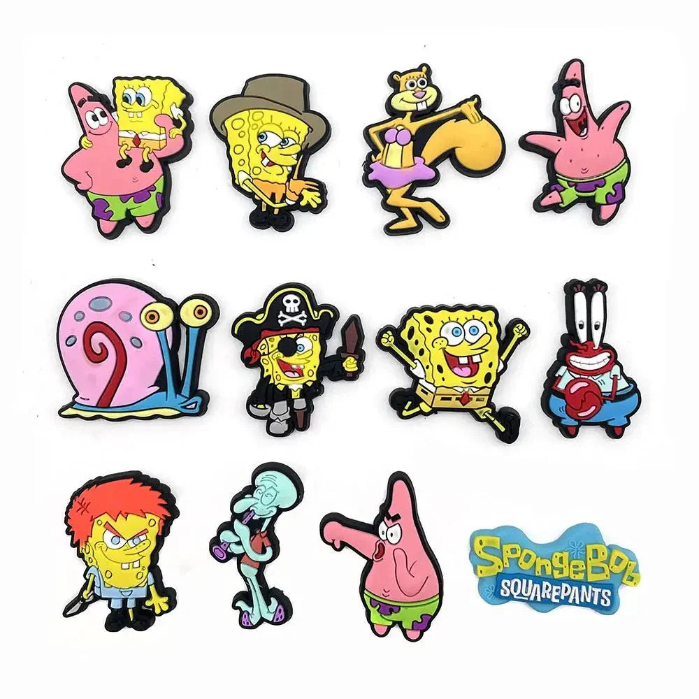 SpongeBob Shoe Charms - Cartoon Sandal Decorations for Clogs and Pins - PVC Accessories