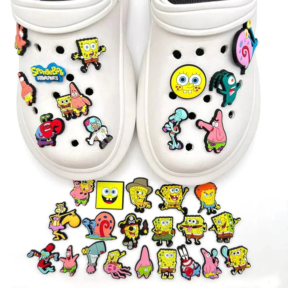 SpongeBob Shoe Charms - Cartoon Sandal Decorations for Clogs and Pins - PVC Accessories