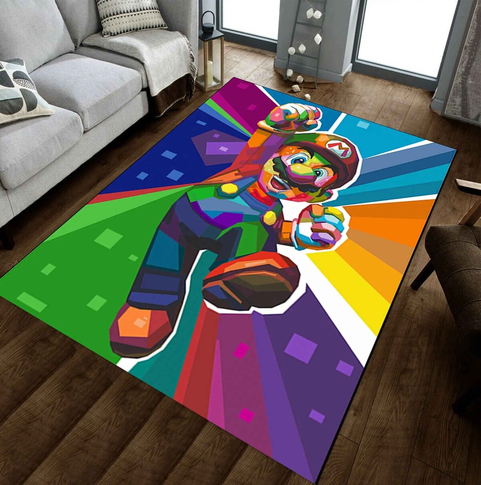Super Mario Area Rug - Colorful Gaming Room Carpet | Soft Plush Durable Mat