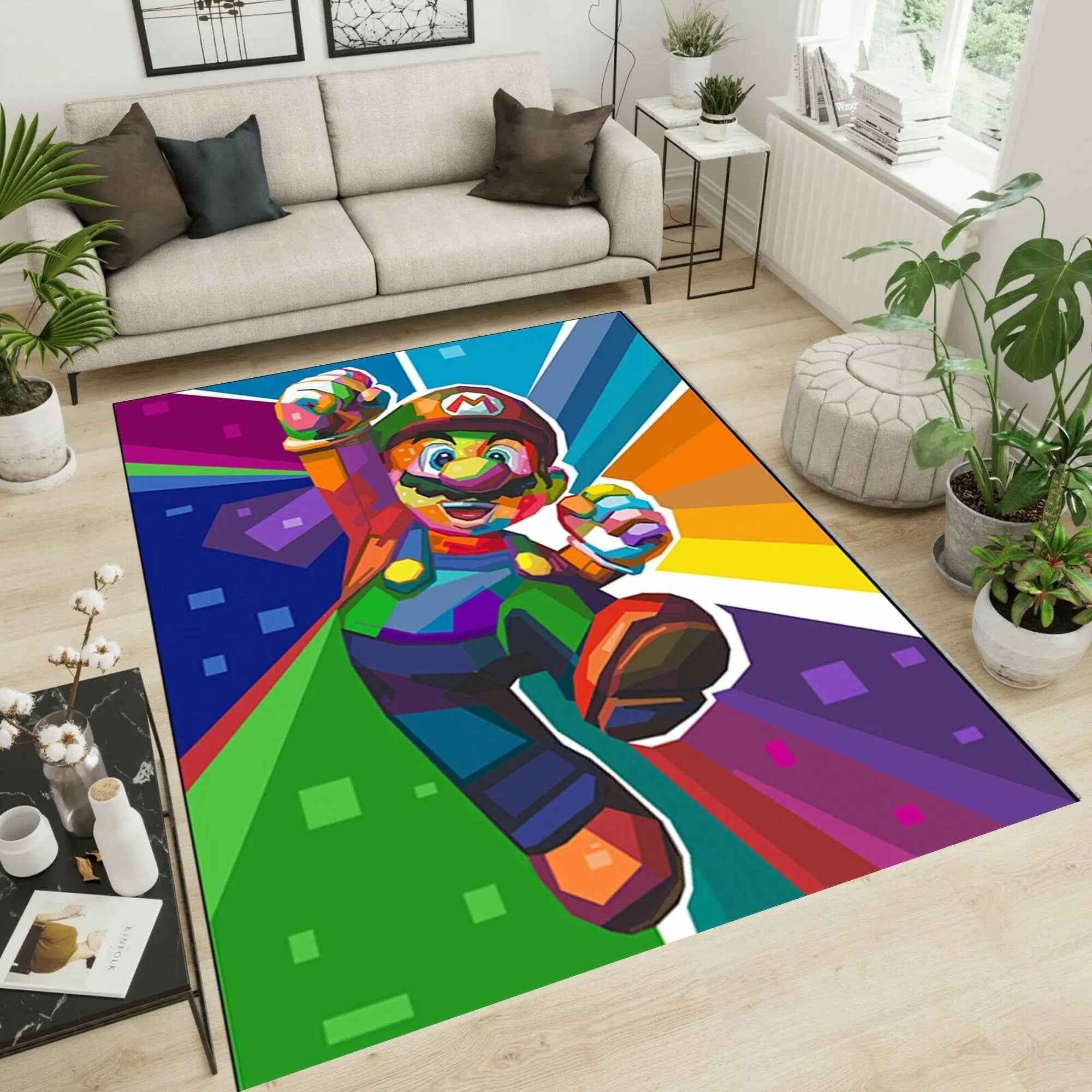 Super Mario Area Rug - Colorful Gaming Room Carpet | Soft Plush Durable Mat