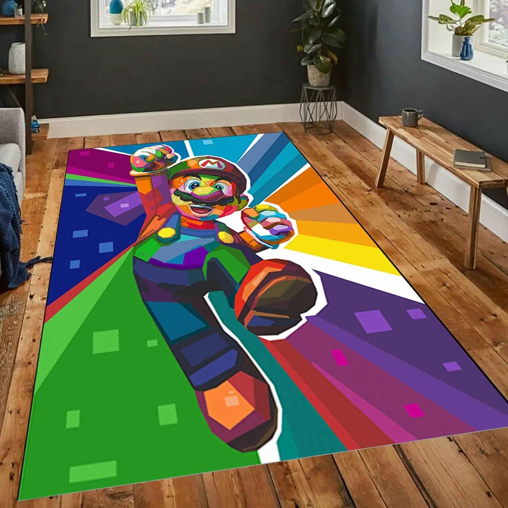 Super Mario Area Rug - Colorful Gaming Room Carpet | Soft Plush Durable Mat