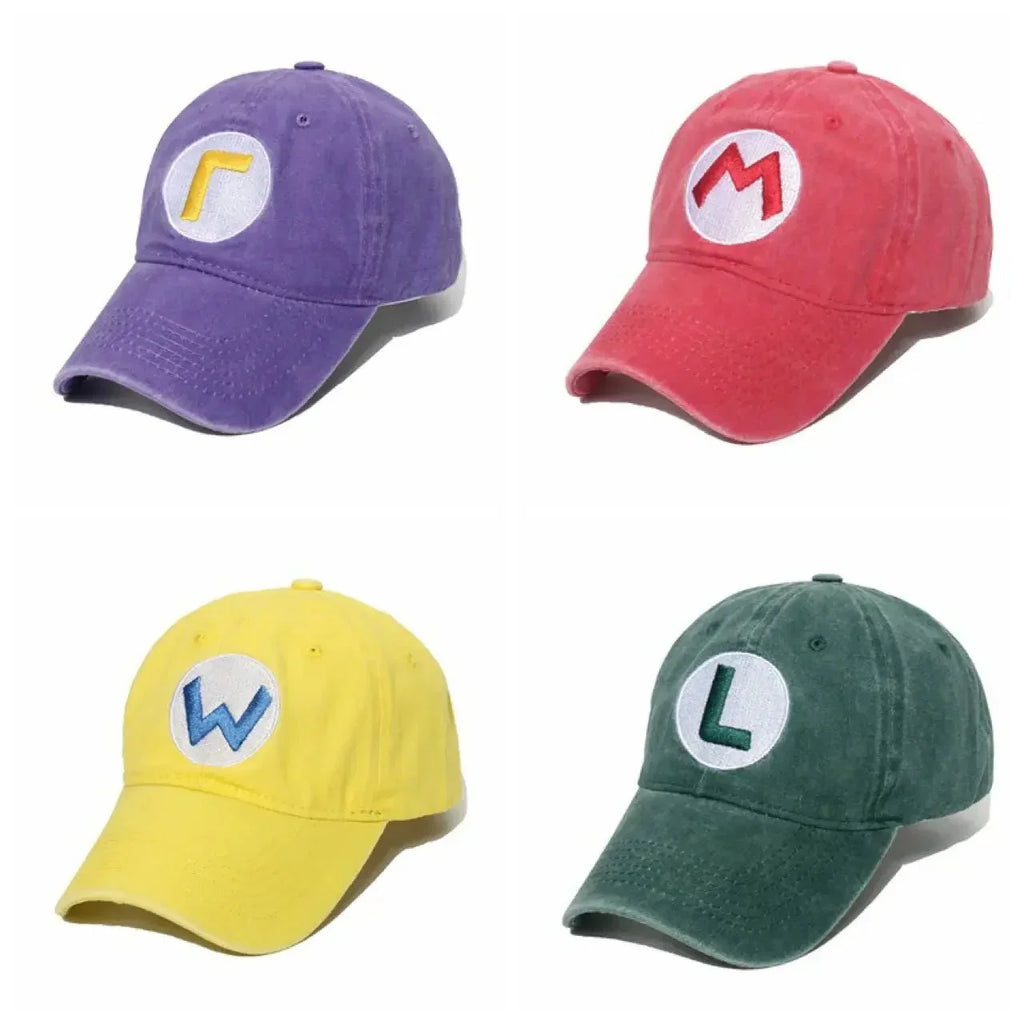 Super Mario Luigi Hat - Adjustable Cotton Baseball Cap With Canvas Sunshade