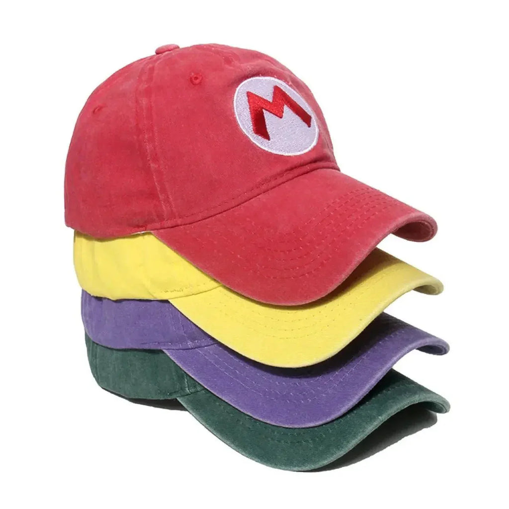 Super Mario Luigi Hat - Adjustable Cotton Baseball Cap With Canvas Sunshade