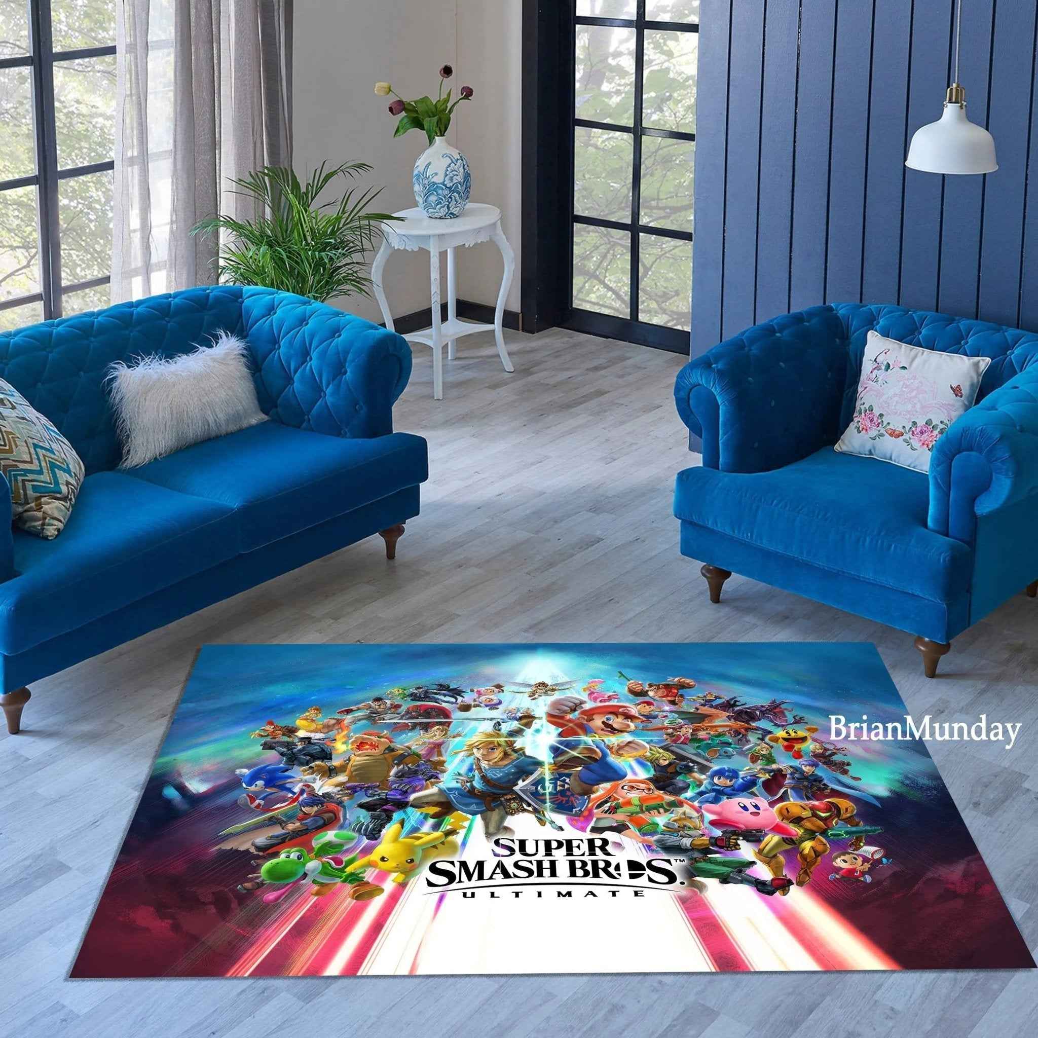 Super Smash Bros Rug - Durable Arcade Area Rug With Vibrant Color Design