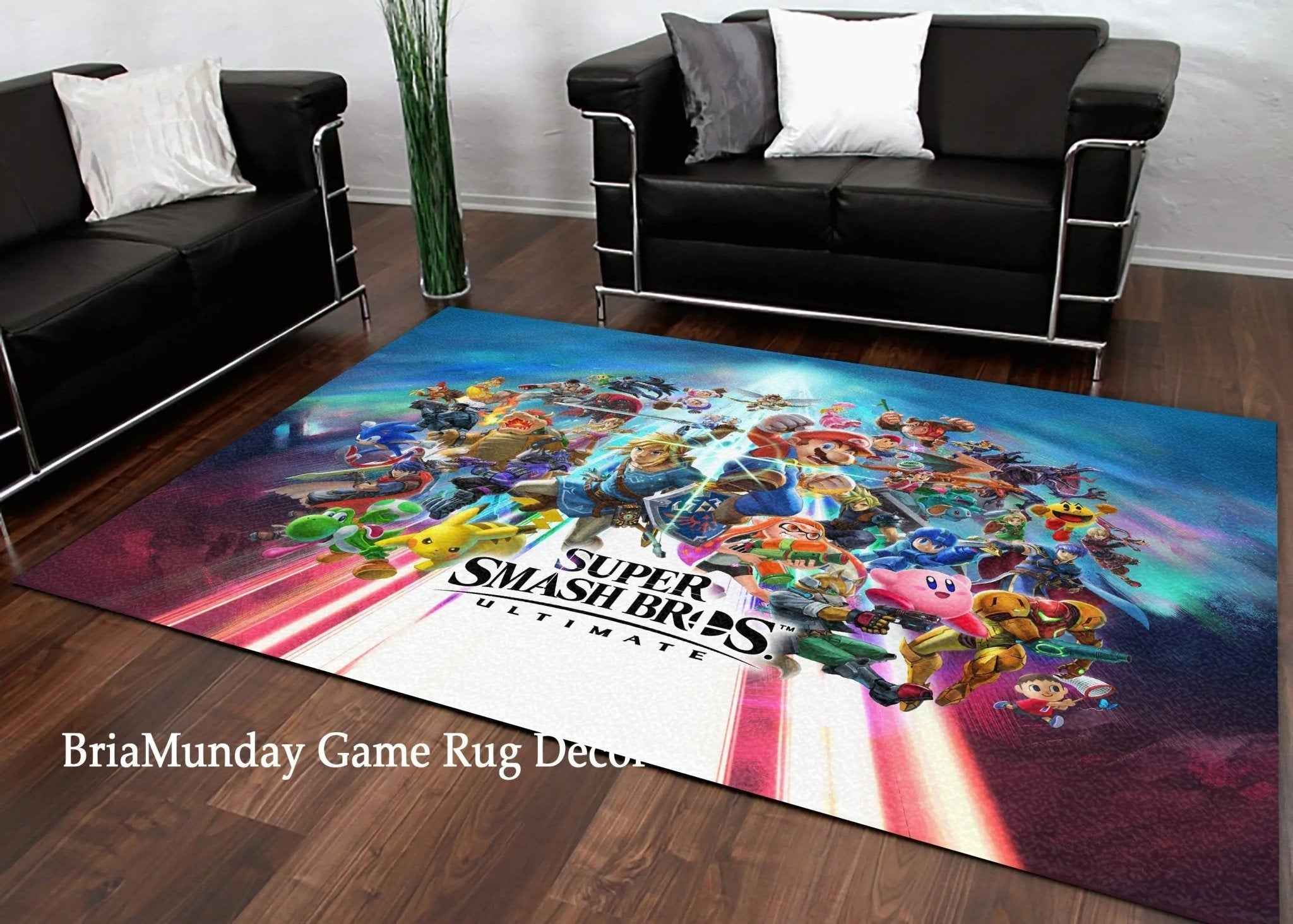 Super Smash Bros Rug - Durable Arcade Area Rug With Vibrant Color Design