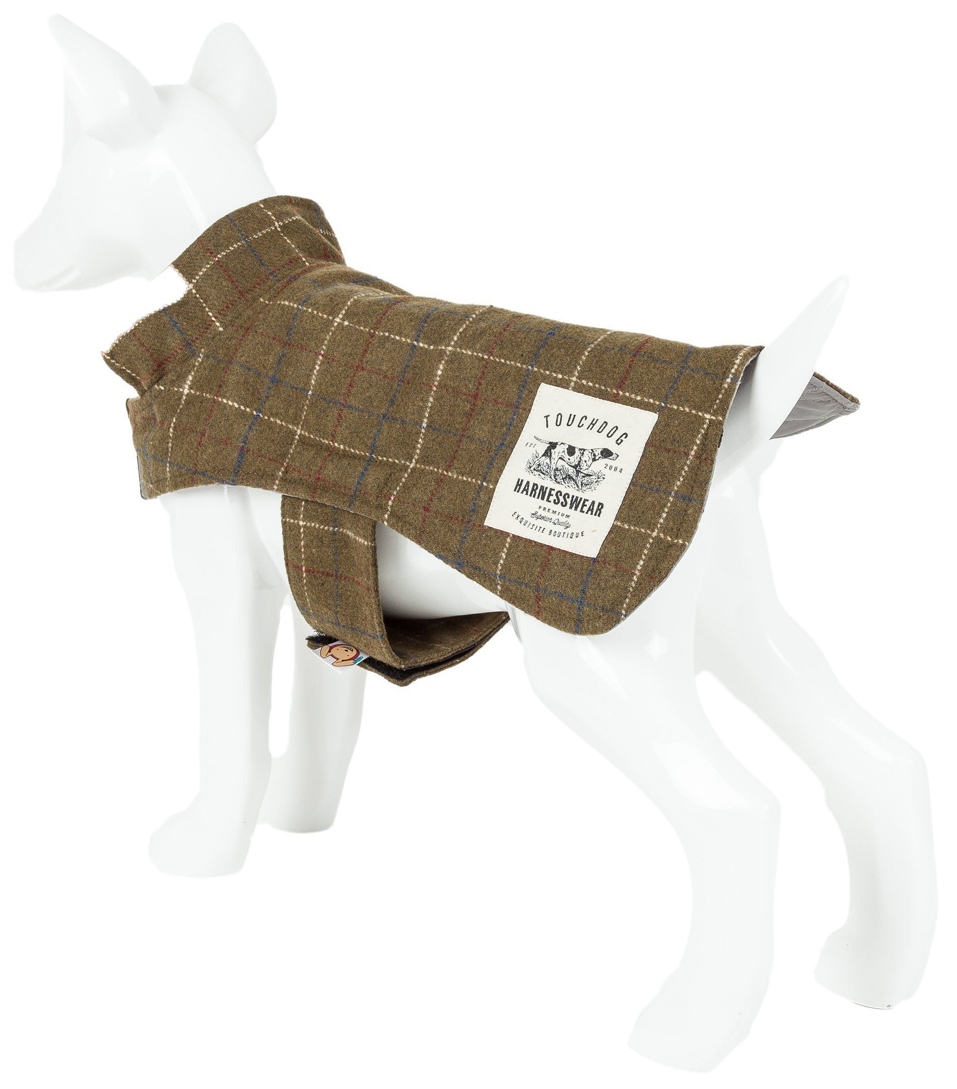Touchdog ® 2-In-1 Windowpane Plaid Dog Jacket and Matching Reversible Dog Mat