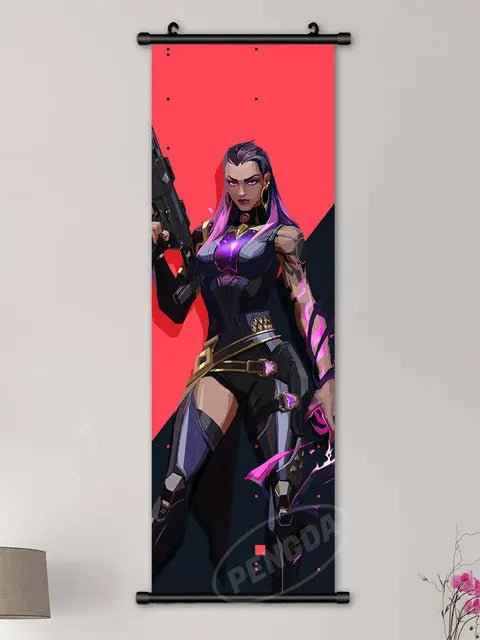VALORANT Wall Art - Modern Gaming Wall Decor Plastic Scroll Canvas Poster