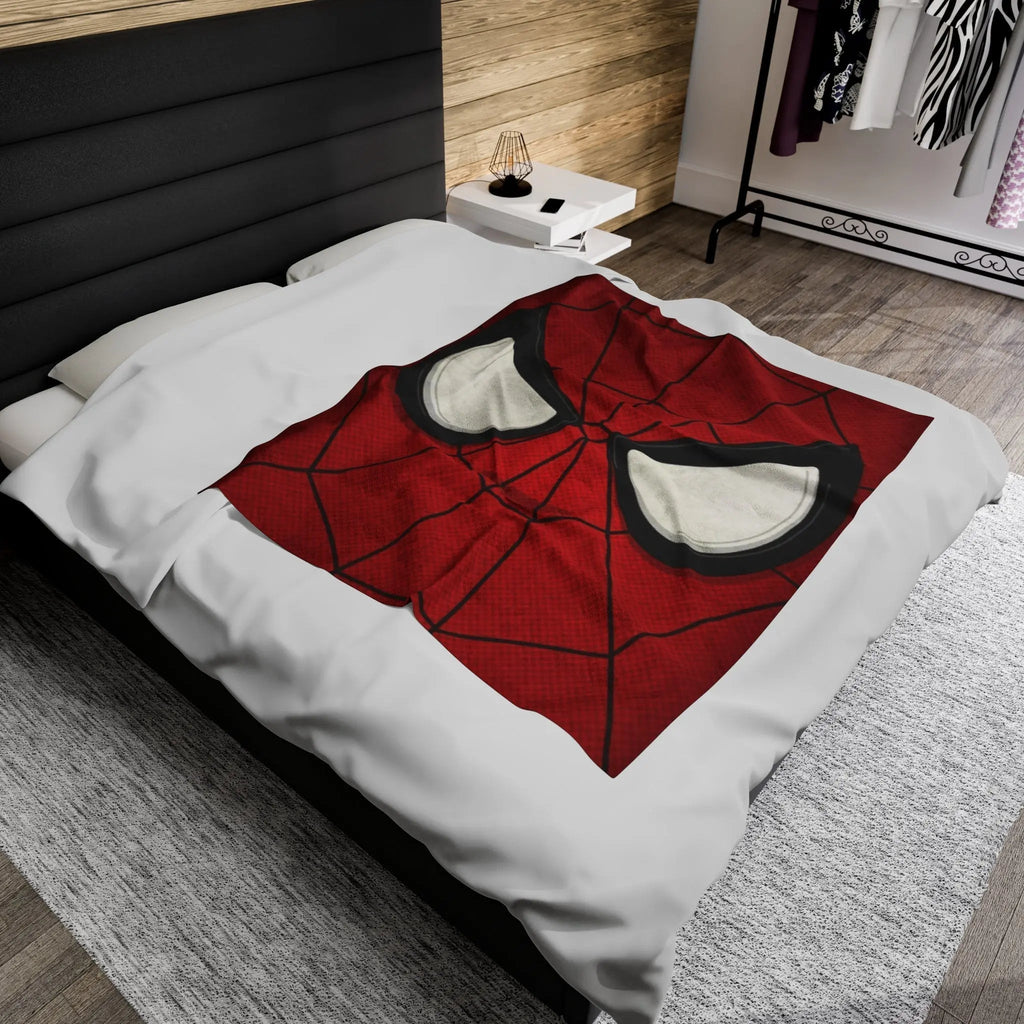 Velveteen Spider Blanket - Luxury Home Blanket | Printed Superhero Throw, Snuggle Sofa Throw