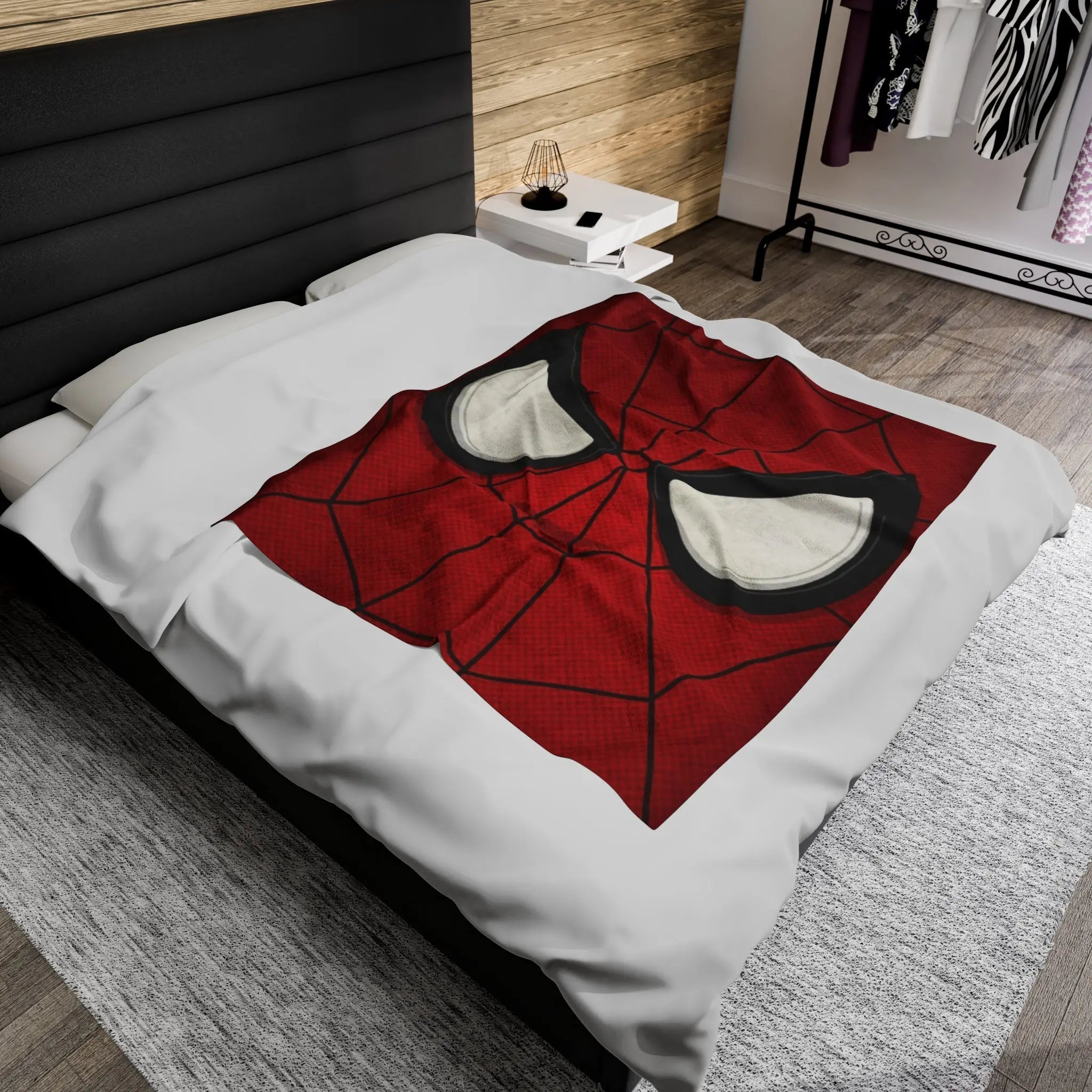Velveteen Spider Blanket - Luxury Home Blanket | Printed Superhero Throw, Snuggle Sofa Throw