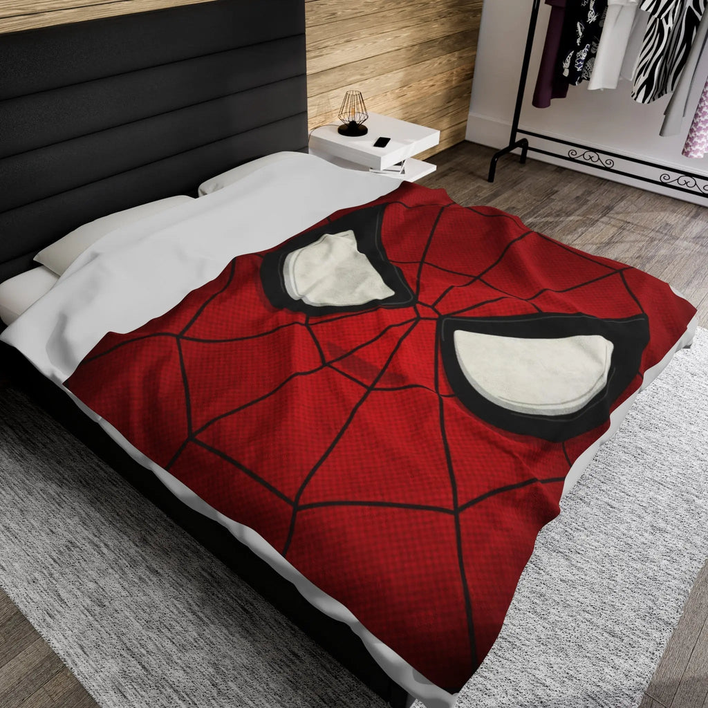 Velveteen Spider Blanket - Luxury Home Blanket | Printed Superhero Throw, Snuggle Sofa Throw